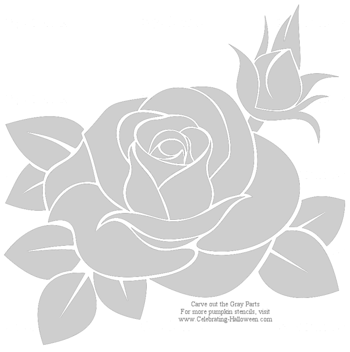 Rose Pumpkin Carving Stencil Celebrating Halloween