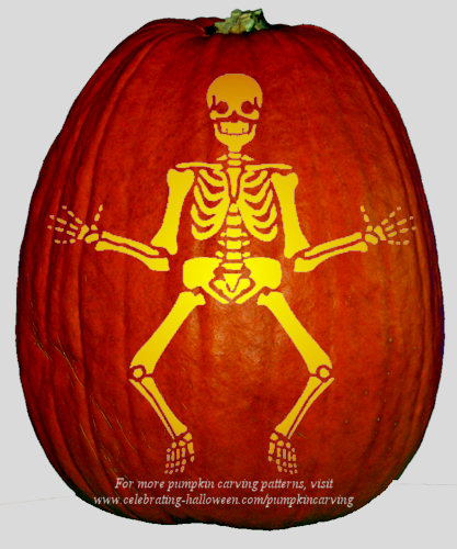 Skeleton Stencil - Free Pumpkin Carving Stencil/Pattern - Celebrating ...